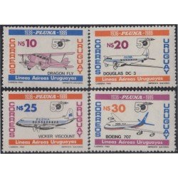 Uruguay 1217/20 1987 Plunas línea aérea uruguaya MNH Uruguay 1217/20 1987 Plunas línea aérea uruguaya MNH