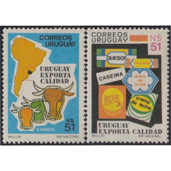 Uruguay 1223/24 1987 Exportación uruguaya Vacas productos lácteos MNH Uruguay 1223/24 1987 Exportación uruguaya Vacas productos lácteos MNH