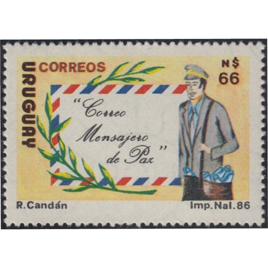 Uruguay 1238 1988 Día de la oficina de correos Sobre y palmas MNH Uruguay 1238 1988 Día de la oficina de correos Sobre y palmas MNH