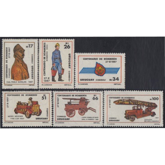 Uruguay 1241/46 1988 Centenario de los cuerpos de bomberos MNH Uruguay 1241/46 1988 Centenario de los cuerpos de bomberos MNH