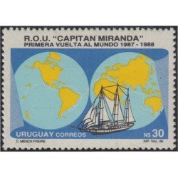 Uruguay 1249 1988 Primera vuelta al mundo del Barco de vela Capitán Miranda MNH Uruguay 1249 1988 Primera vuelta al mundo del Barco de vela Capitán Miranda MNH