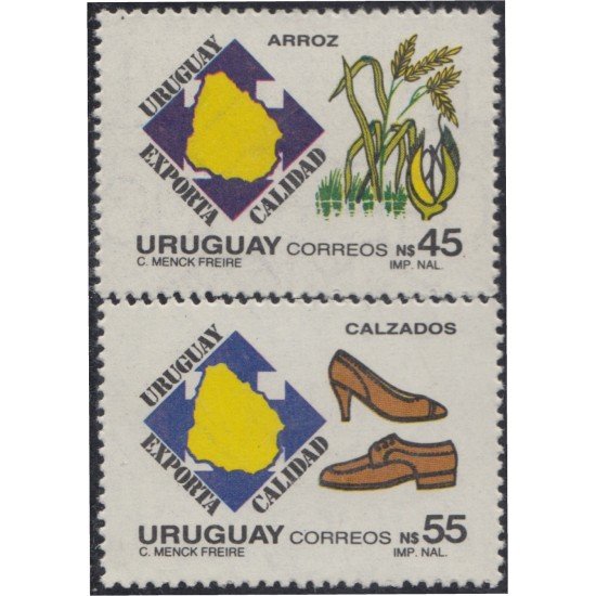 Uruguay 1250/51 1988 Exportaciones uruguayas Arroz Calzados MNH Uruguay 1250/51 1988 Exportaciones uruguayas Arroz Calzados MNH