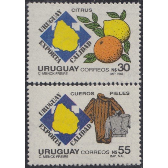 Uruguay 1254/55 1988 Exportación Uruguaya Cítricos Pieles MNH