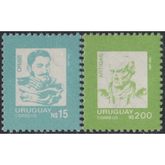 Uruguay 1256/57 1988 Serie Antigua Oribe Artigas MNH Uruguay 1256/57 1988 Serie Antigua Oribe Artigas MNH