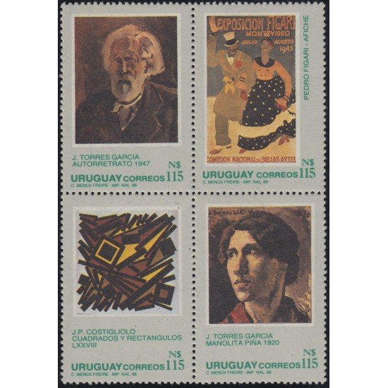 Uruguay 1261/64 1988 Pintores uruguayos J. Torres García MNH Uruguay 1261/64 1988 Pintores uruguayos J. Torres García MNH