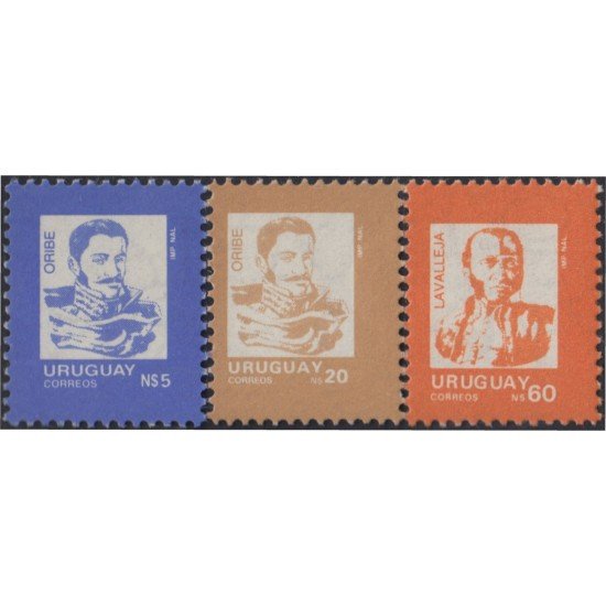 Uruguay 1270/72 1989 Serie Antigua Oribe y Lavalleja MNH Uruguay 1270/72 1989 Serie Antigua Oribe y Lavalleja MNH