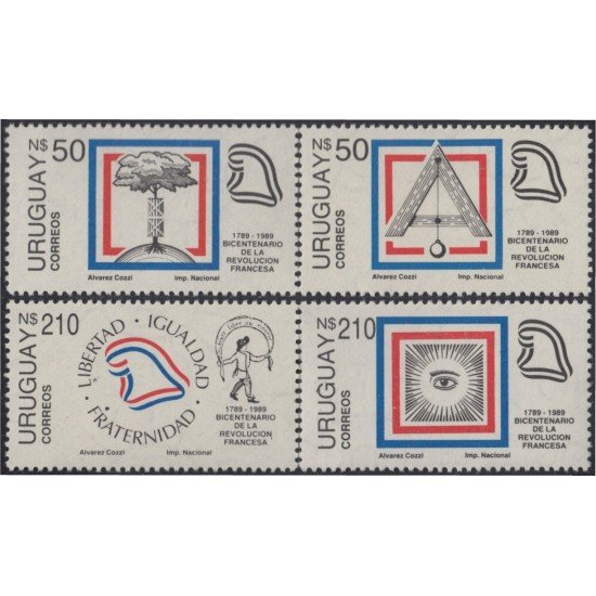 Uruguay 1276/79 1989 Bicentenario de la Revolución Francesa MNH Uruguay 1276/79 1989 Bicentenario de la Revolución Francesa MNH