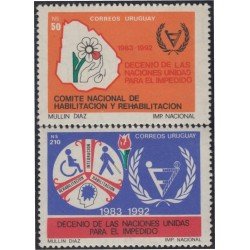 Uruguay 1282/83 1989 Decenio de las Naciones Unidas para el impedido MNH Uruguay 1282/83 1989 Decenio de las Naciones Unidas para el impedido MNH
