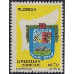 Uruguay 1297 1989 Mapa y escudo de armas de Florida MNH Uruguay 1297 1989 Mapa y escudo de armas de Florida MNH