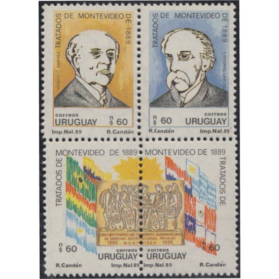Uruguay 1316/19 1989 Centenario de tratados de Montevideo Gonzalo Ramírez Ildefonso García MNH Uruguay 1316/19 1989 Centenario de tratados de Montevideo Gonzalo Ramírez Ildefonso García MNH
