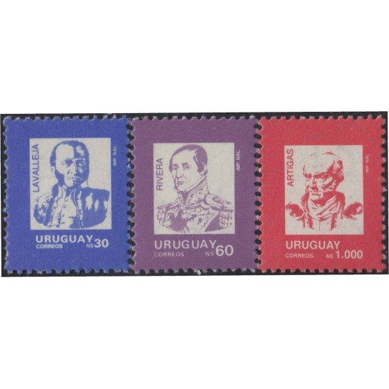 Uruguay 1320/22 1990 Serie Antigua Lavalleja Rivera Artigas MNH Uruguay 1320/22 1990 Serie Antigua Lavalleja Rivera Artigas MNH