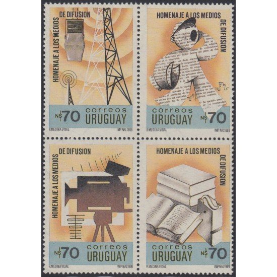 Uruguay 1325/28 1990 Medios de comunicación MNH Uruguay 1325/28 1990 Medios de comunicación MNH