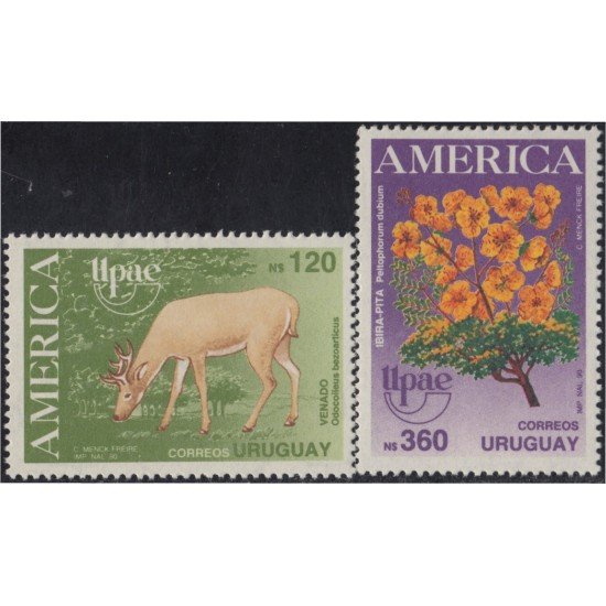 Uruguay 1330/31 1990 Serie América UPAE Fauna y Flora MNH Uruguay 1330/31 1990 Serie América UPAE Fauna y Flora MNH
