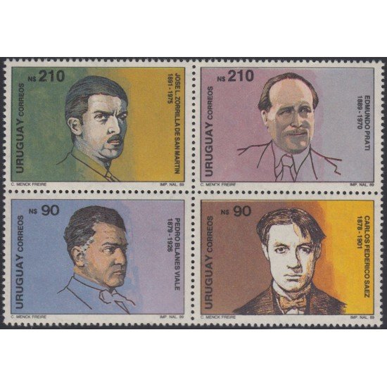 Uruguay 1336/39 1990 Pintores y escultores Pedro Blanes Edmundo Prati José Zorilla Carlos Saez MNH Uruguay 1336/39 1990 Pintores y escultores Pedro Blanes Edmundo Prati José Zorilla Carlos Saez MNH
