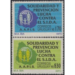 Uruguay 1344/45 1990 Lucha contra el Sida Prevención MNH Uruguay 1344/45 1990 Lucha contra el Sida Prevención MNH