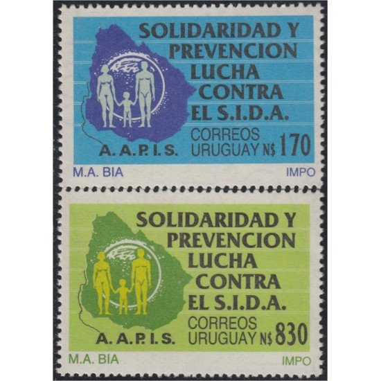 Uruguay 1344/45 1990 Lucha contra el Sida Prevención MNH Uruguay 1344/45 1990 Lucha contra el Sida Prevención MNH