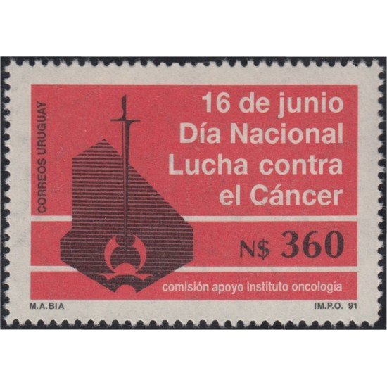 Uruguay 1352 1991 Día nacional de lucha contra el cáncer MNH Uruguay 1352 1991 Día nacional de lucha contra el cáncer MNH