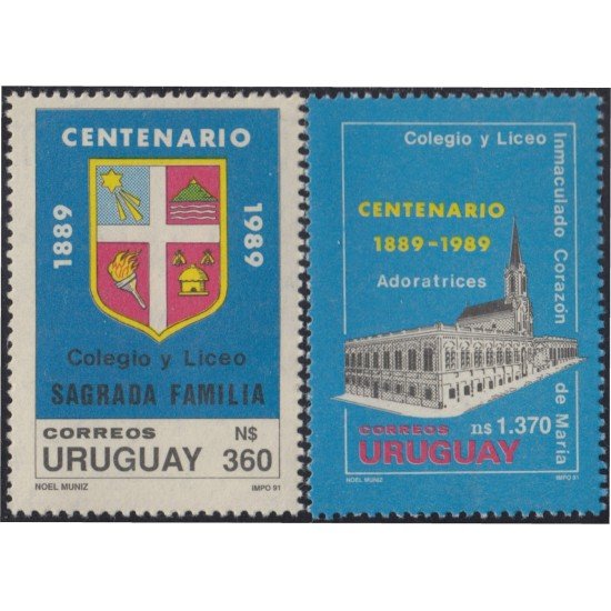 Uruguay 1354/55 1991 Centenario de establecimientos escolares MNH Uruguay 1354/55 1991 Centenario de establecimientos escolares MNH
