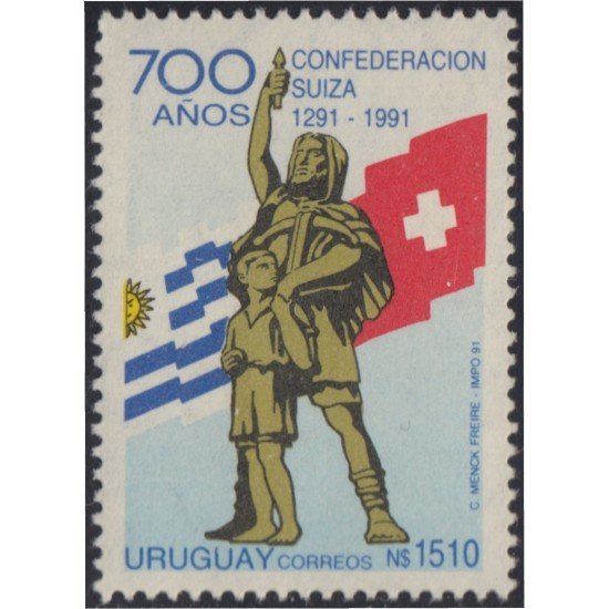 Uruguay 1361 1991 700 años de la confederación Suiza MNH Uruguay 1361 1991 700 años de la confederación Suiza MNH