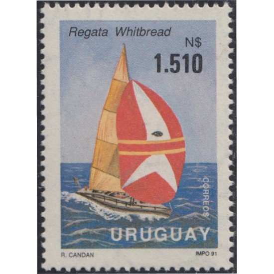 Uruguay 1365 1991 Regata Whitbread Velero en curso MNH Uruguay 1365 1991 Regata Whitbread Velero en curso MNH