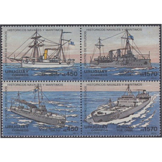Uruguay 1375/78 1991 Centro de estudios históricos navales y marítimos barcos ships MNH Uruguay 1375/78 1991 Centro de estudios históricos navales y marítimos barcos ships MNH