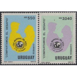 Uruguay 1379/80 1991 Día mundial de lucha contra El Sida MNH Uruguay 1379/80 1991 Día mundial de lucha contra El Sida MNH