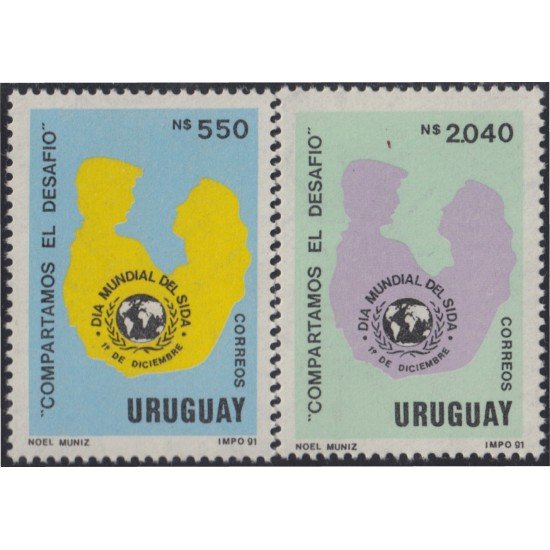 Uruguay 1379/80 1991 Día mundial de lucha contra El Sida MNH Uruguay 1379/80 1991 Día mundial de lucha contra El Sida MNH