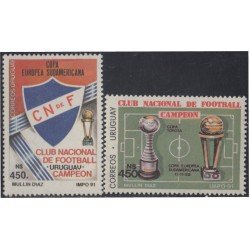 Uruguay 1385/86 1991 Club Nacional de fútbol campeón de la Copa Sudamericana MNH Uruguay 1385/86 1991 Club Nacional de fútbol campeón de la Copa Sudamericana MNH