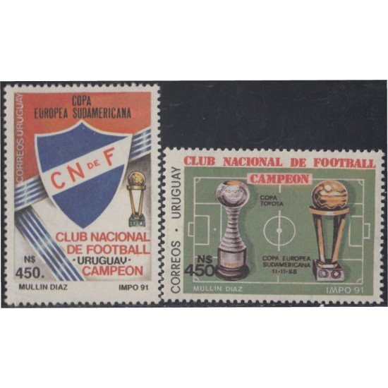 Uruguay 1385/86 1991 Club Nacional de fútbol campeón de la Copa Sudamericana MNH