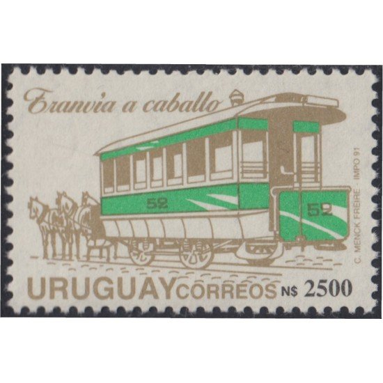 Uruguay 1397 1991 Tranvía a caballo MNH Uruguay 1397 1991 Tranvía a caballo MNH