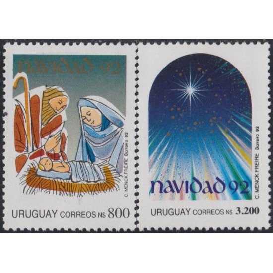 Uruguay 1422/23 1992 Navidad Chritsmas MNH Uruguay 1422/23 1992 Navidad Chritsmas MNH
