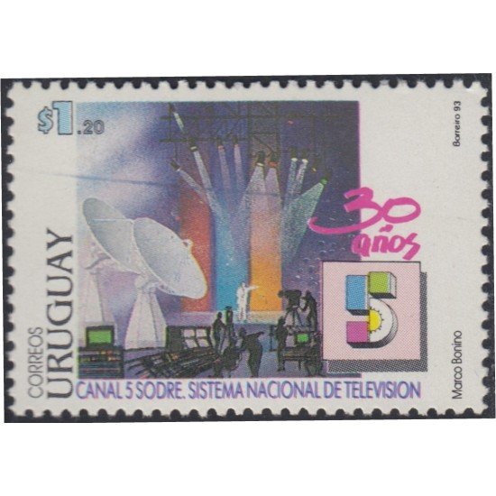 Uruguay 1436 1993 30º Aniversario del canal 5 de televisión MNH Uruguay 1436 1993 30º Aniversario del canal 5 de televisión MNH