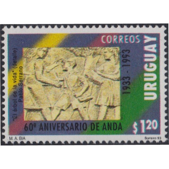 Uruguay 1442 1993 60º Aniversario de ANDA Obra de Pablo Serrano MNH Uruguay 1442 1993 60º Aniversario de ANDA Obra de Pablo Serrano MNH