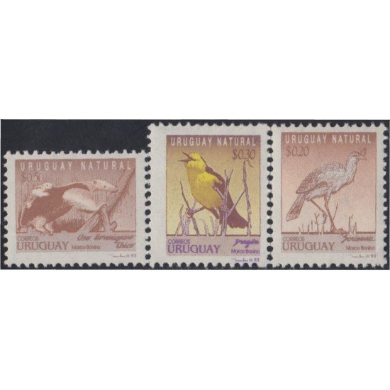 Uruguay 1448/50 1993 Serie Antigua Fauna Indígena MNH Uruguay 1448/50 1993 Serie Antigua Fauna Indígena MNH
