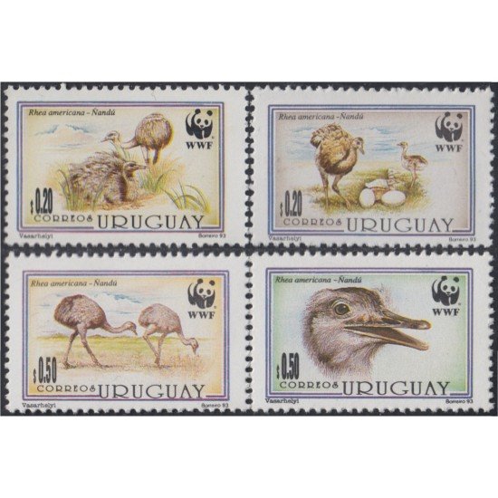 Uruguay 1459/62 1993 Fauna protegida Rhea Americana MNH Uruguay 1459/62 1993 Fauna protegida Rhea Americana MNH