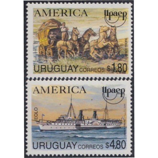 Uruguay 1487/88 1994 América UPAEP Caballos Horses Vapor Barco Ship MNH Uruguay 1487/88 1994 América UPAEP Caballos Horses Vapor Barco Ship MNH