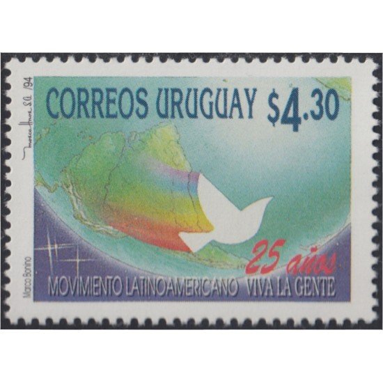 Uruguay 1494 1994 25º Aniversario del movimiento Latinoamericano Viva la gente MNH Uruguay 1494 1994 25º Aniversario del movimiento Latinoamericano Viva la gente MNH