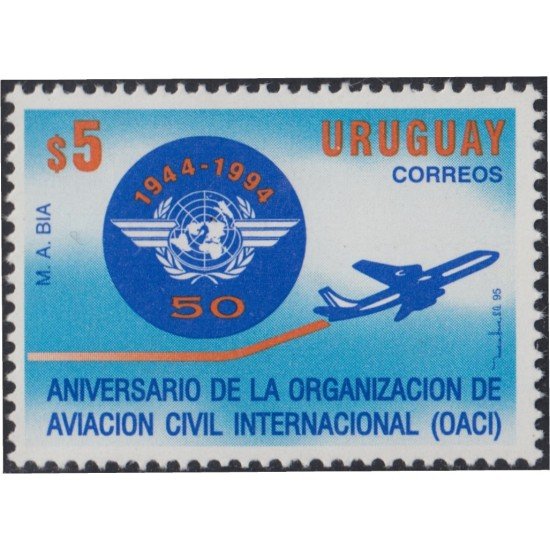 Uruguay 1501 1995 50º Aniversario de la aviación civil internacional Avión airplane MNH Uruguay 1501 1995 50º Aniversario de la aviación civil internacional Avión airplane MNH
