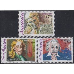 Uruguay 1582/84 1996 Hombres de Ciencia Aristóteles Isaac Newton Albert Einstein MNH Uruguay 1582/84 1996 Hombres de Ciencia Aristóteles Isaac Newton Albert Einstein MNH