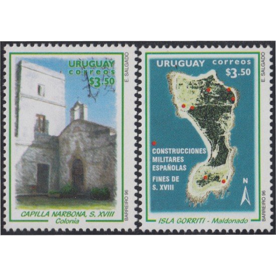 Uruguay 1586/87 1996 Sitios Históricos MNH Uruguay 1586/87 1996 Sitios Históricos MNH