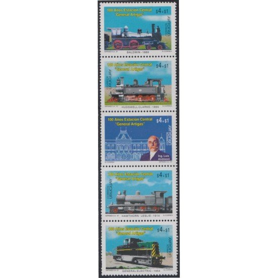 Uruguay 1651/55 1997 Centenario de la Estación Central General Artigas Locomotoras MNH Uruguay 1651/55 1997 Centenario de la Estación Central General Artigas Locomotoras MNH