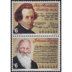 Uruguay 1662/63 1997 Compositores Félix Mendelssohn y Johannes Brahms MNH Uruguay 1662/63 1997 Compositores Félix Mendelssohn y Johannes Brahms MNH