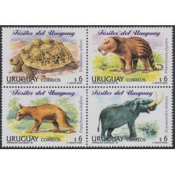 Uruguay 1708/11 1998 Fauna Fósiles MNH Uruguay 1708/11 1998 Fauna Fósiles MNH