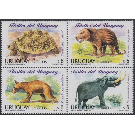 Uruguay 1708/11 1998 Fauna Fósiles MNH Uruguay 1708/11 1998 Fauna Fósiles MNH