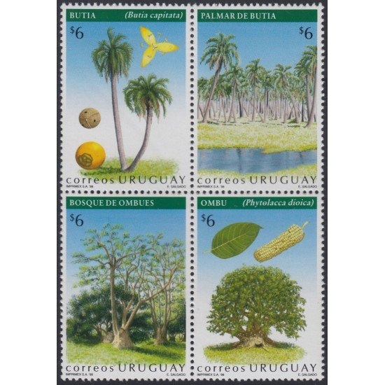 Uruguay 1712/15 1998 Flora árboles trees MNH