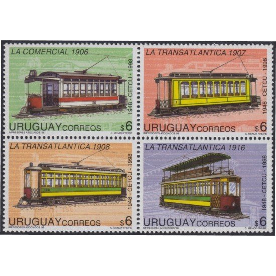 Uruguay 1723/26 1998 Trenes eléctricos train MNH