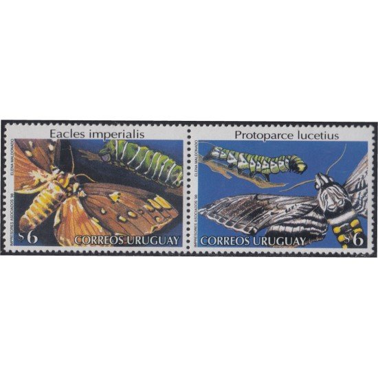 Uruguay 1742/43 1998 Fauna mariposas y orugas MNH