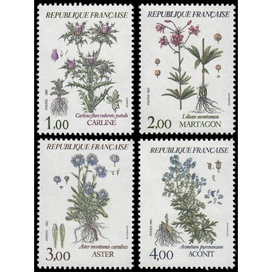 France Francia 2266/69 1983 Flora y  fauna de Francia Flores de montaña MNH