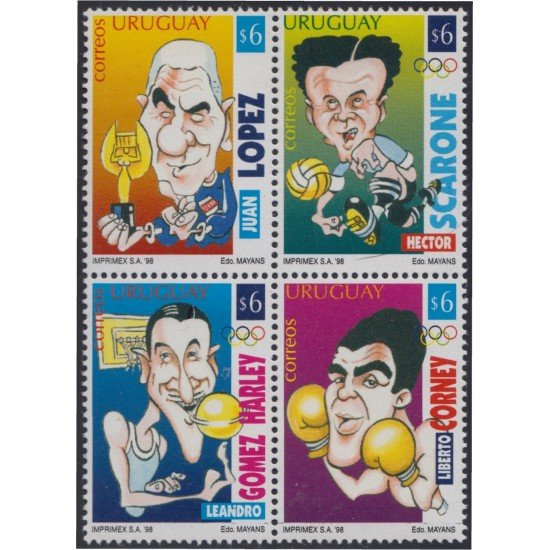 Uruguay 1783/86 1998 Deportes uruguayos caricaturas MNH