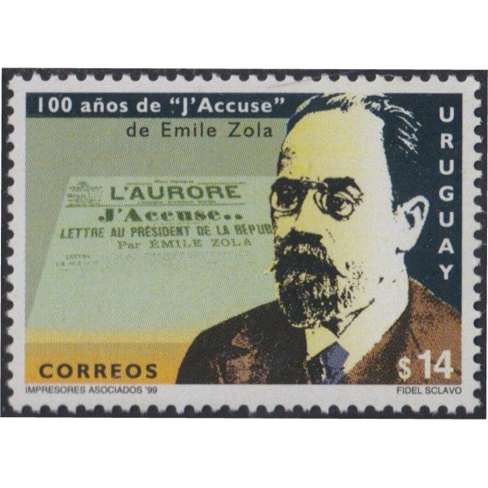 Uruguay 1790 1999 Escritor Emile Zola MNH
